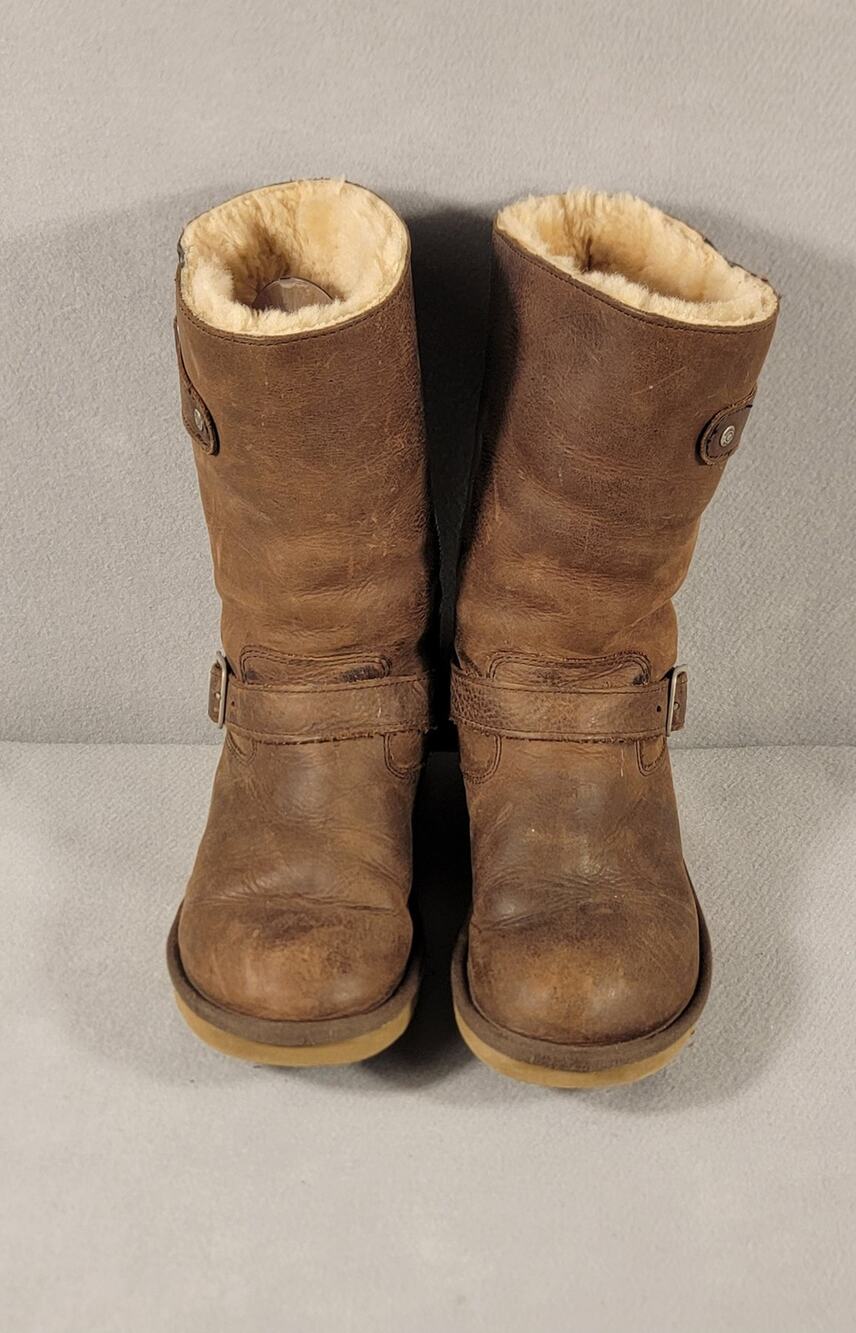UGG Australia Womens Kensington Leather Shearling Moto Biker Boots Size 7